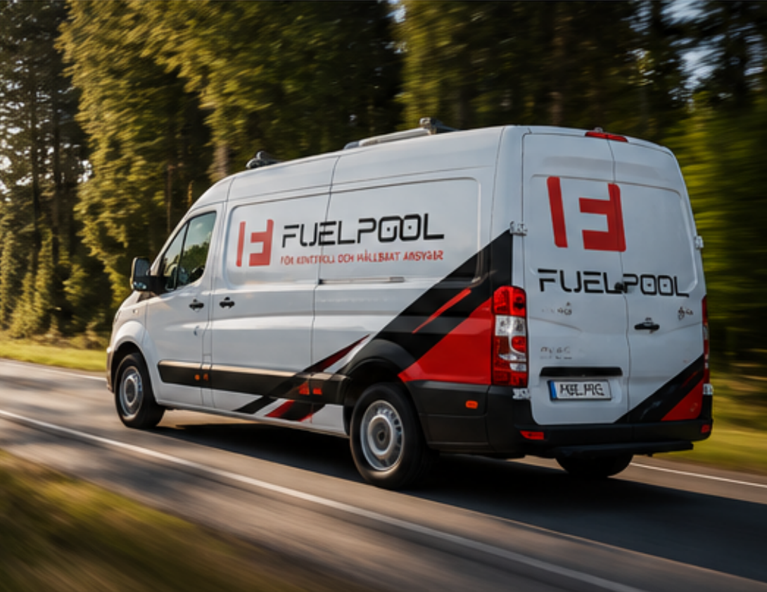 Fuelpool-profilerad servicebil ur företagets marknadsmaterial